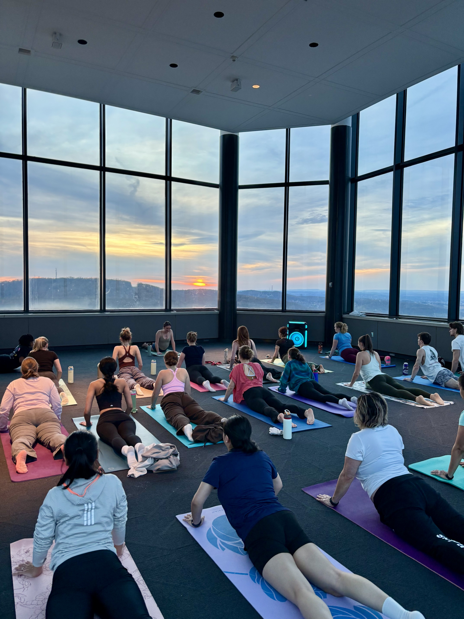 Sunset Yoga in the Stabler Observation Tower at Mountaintop