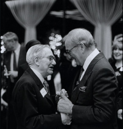 Donald Stabler '30 and Lee Iacocca '45 celebrate the dedication of Mountaintop
