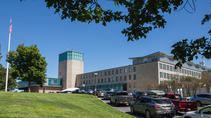 Cars approach Iacocca Hall