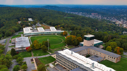 Aerial of Mountaintop buildings